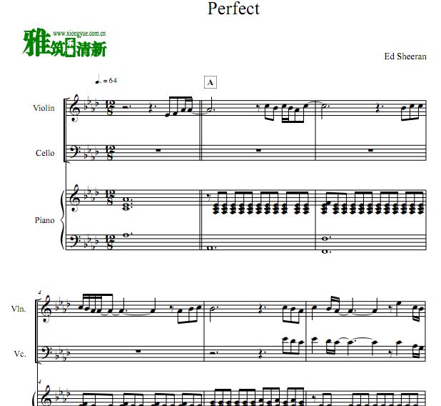 Perfec小提琴大提琴钢琴合奏谱
