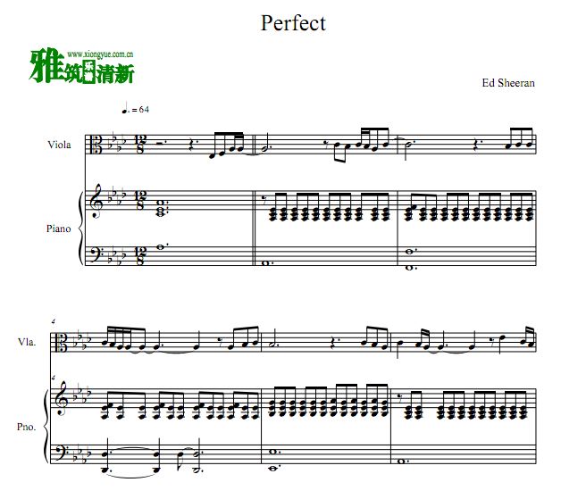 Perfec中提琴钢琴合奏谱