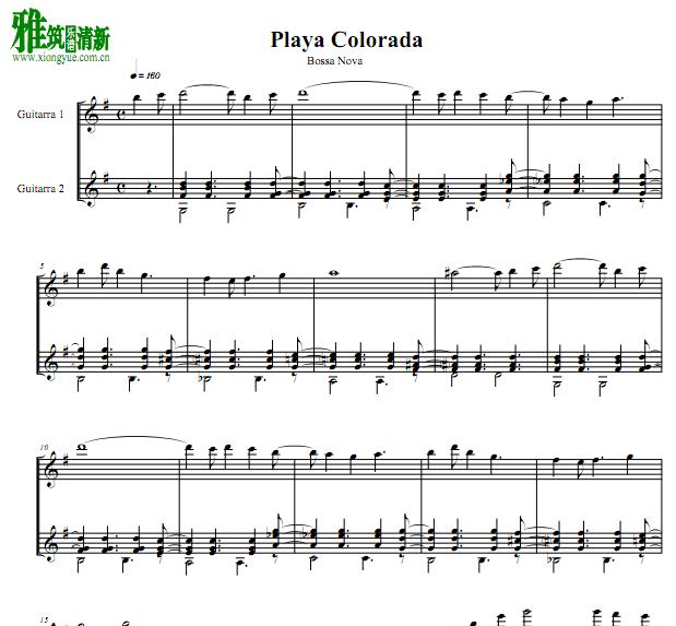 Playa Colorada - Bossa Nova 巴萨诺瓦 吉他二重奏谱