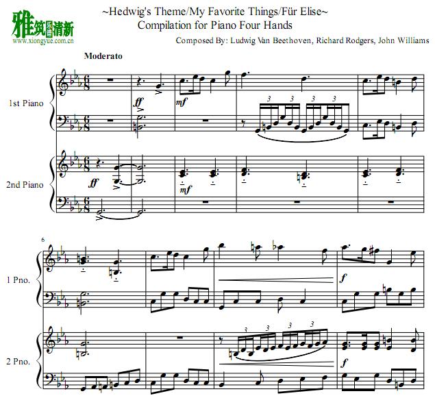 Hedwig's Theme海德薇主题曲四手联弹谱