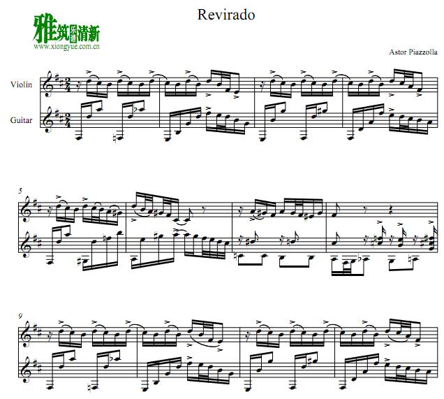 皮亚佐拉 Revirado小提琴吉他谱