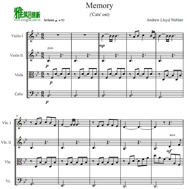 cat 猫memory弦乐四重奏谱