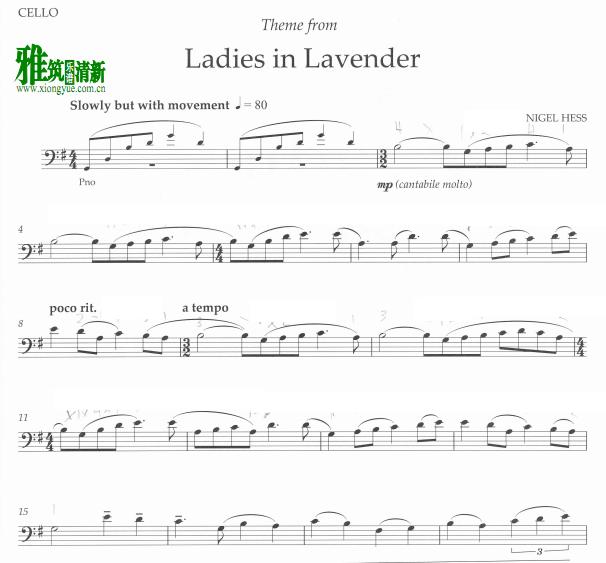 薰衣草女人 Ladies in Lavender大提琴谱