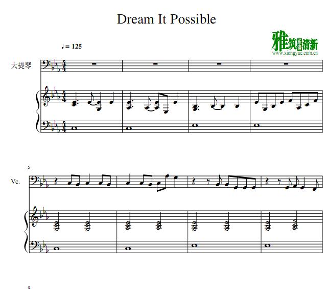 Dream It Possible 大提琴钢琴伴奏谱