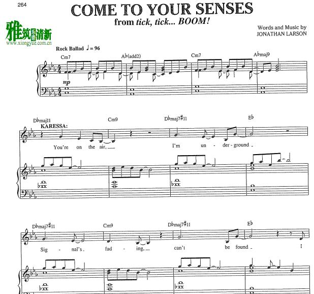 Come To Your Senses 歌谱 正谱 钢琴伴奏谱