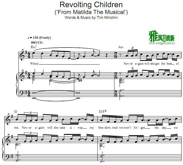 Matilda玛蒂尔达 -  Revolting Children钢琴伴奏谱