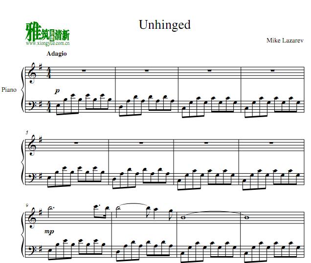 mike lazarev - unhinged钢琴谱