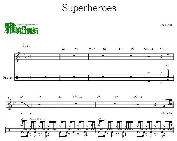 The Script - Superheroes鼓谱