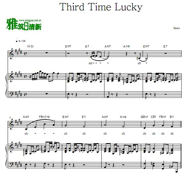Basia - Third Time Lucky歌谱 正谱 钢琴谱