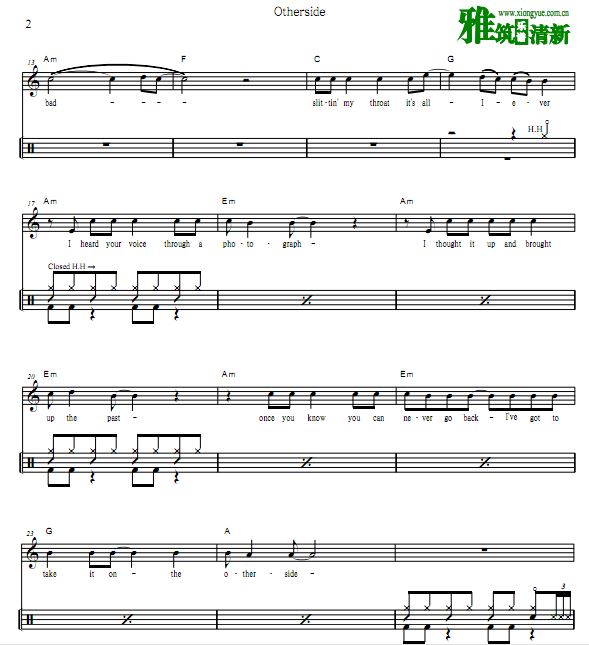 红辣椒乐队 Red Hot Chili Peppers - Otherside鼓谱