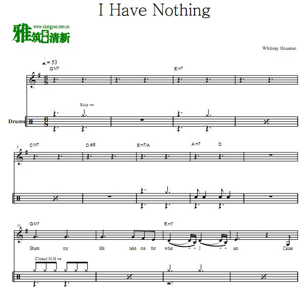 Whitney houston - i have nothing鼓谱