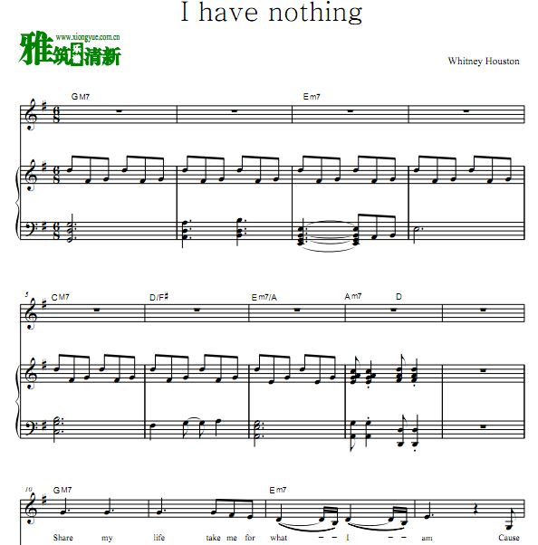 Whitney Houston - i have nothing歌谱 正谱 钢琴谱