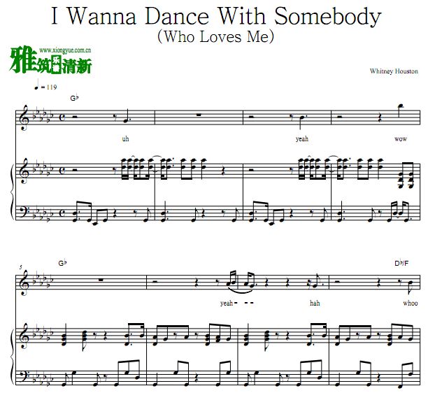 惠特尼·休斯顿 I Wanna Dance With Somebody (Who Loves Me)歌谱 正谱