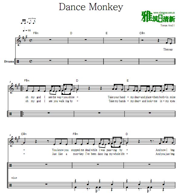 Dance Monkey鼓谱