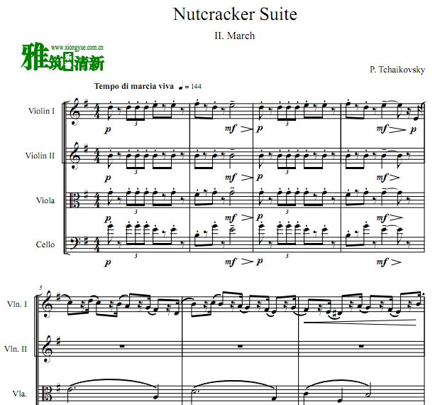 胡桃夹子进行曲 Nutcracker March弦乐四重奏谱