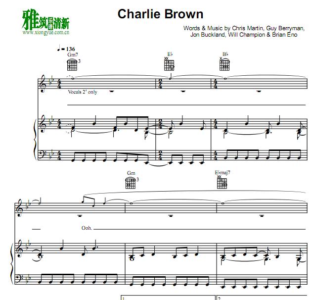coldplay - Charlie Brown歌谱 正谱 钢琴谱