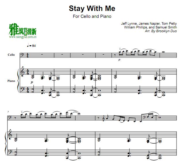 古典组合Sam Smith -  stay with me 大提琴钢琴谱