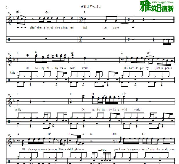 大先生乐队 Wild World鼓谱