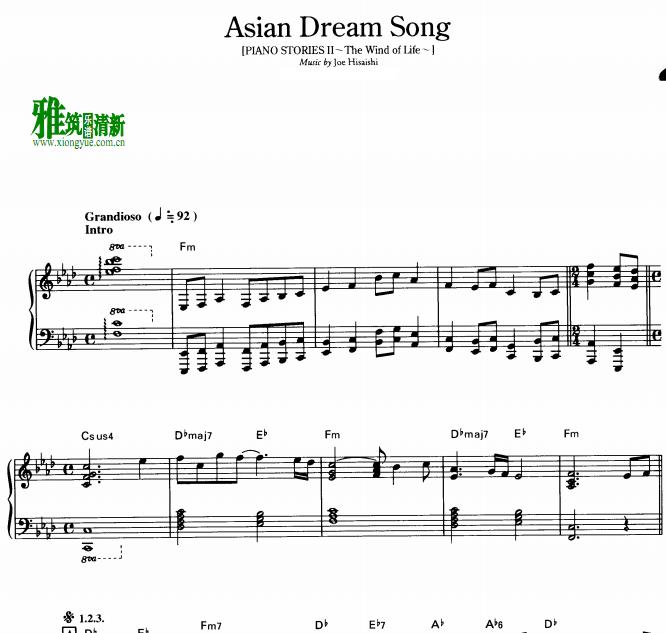 久石让 - Asian Dream Song钢琴谱