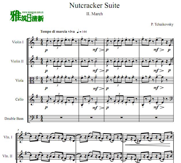 柴可夫斯基 胡桃夹子进行曲弦乐五重奏谱