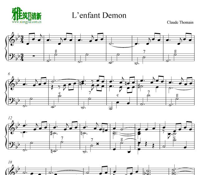 Claude Thomain - L'enfant Demon 恶魔的孩子 手风琴谱