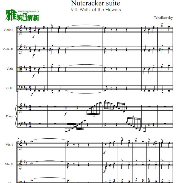 胡桃夹子 花之圆舞曲钢琴五重奏谱