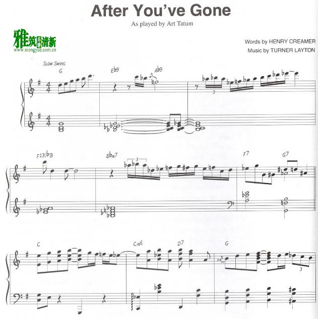 After Youve Gone爵士钢琴谱