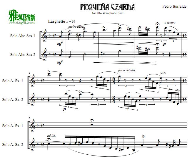 Pequena Czarda小查尔达什 萨克斯二重奏谱