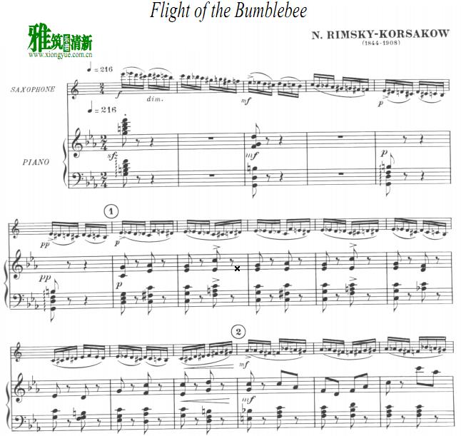 Flight of the Bumblebee野蜂飞舞萨克斯钢琴伴奏谱