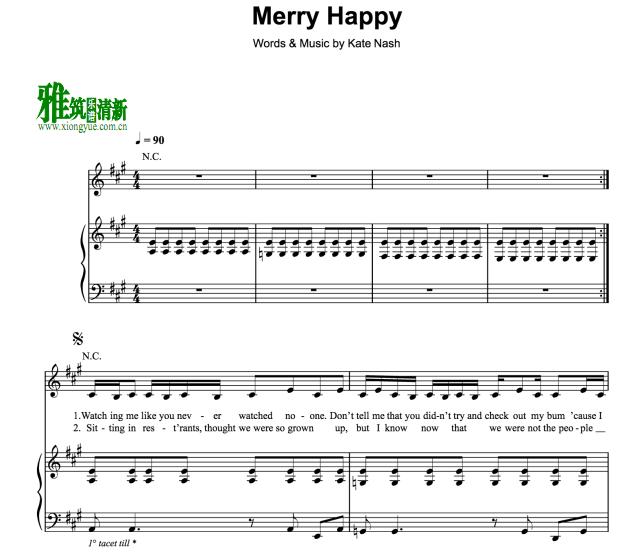 kate nash - Merry Happy钢琴伴奏谱