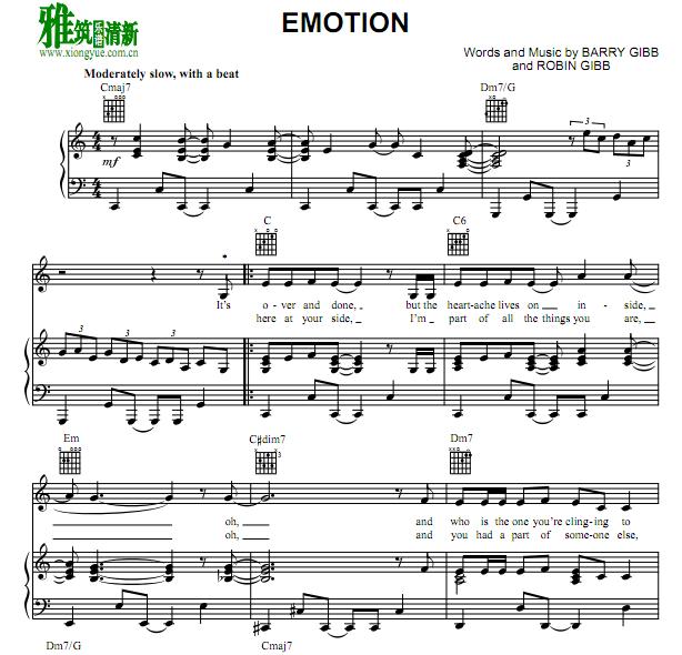 Bee Gees - Emotion 歌谱 正谱 钢琴谱