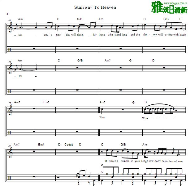 Led Zeppelin - Stairway To Heaven架子鼓谱
