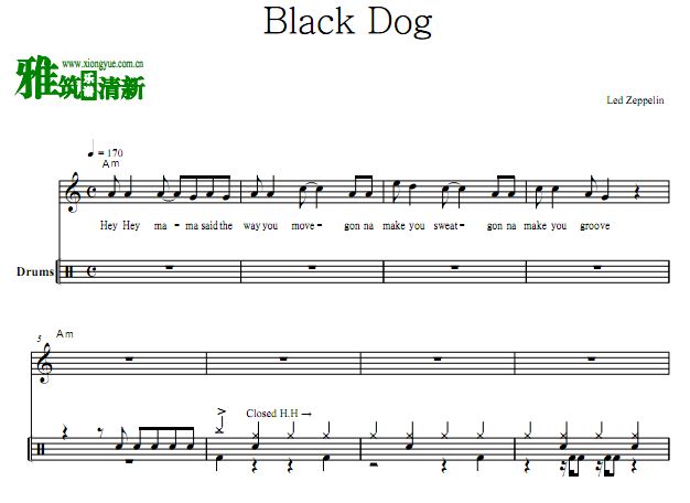齐柏林飞艇乐队  Black Dog鼓谱