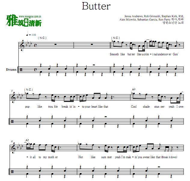 防弹少年团 Butter架子鼓谱