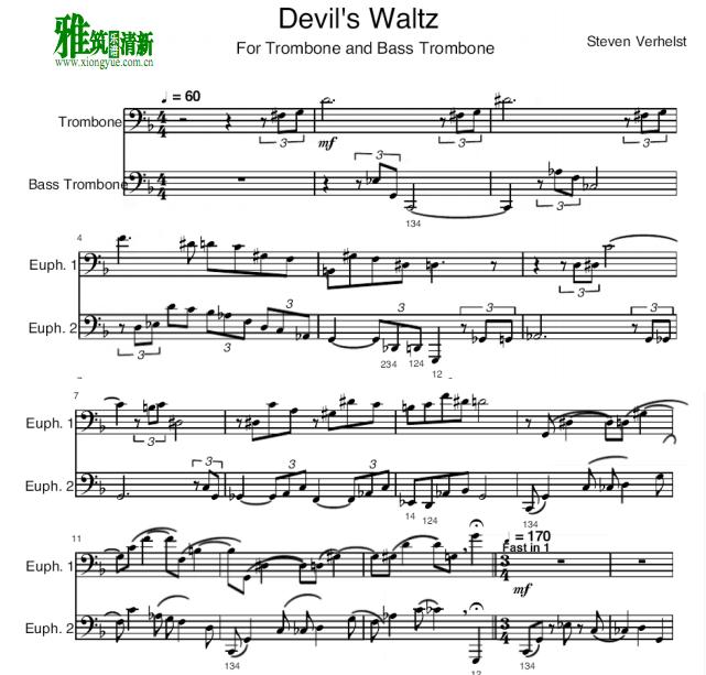 Devil's Waltz 恶魔圆舞曲长号二重奏谱