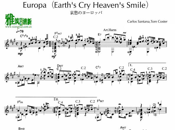 秋山公良 - Europa (Earth’s Cry, Heaven’s Smile) 吉他谱