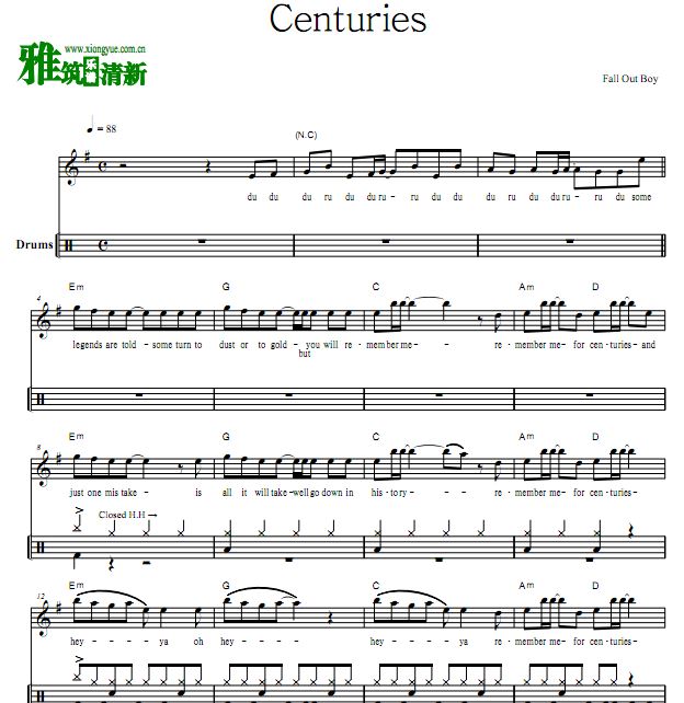 Fall Out Boy - Centuries鼓谱