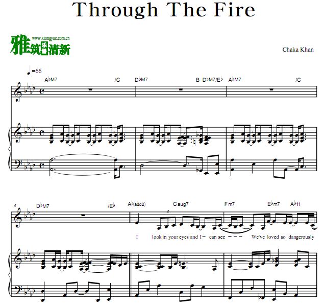 Chaka Khan - through the fire歌谱 正谱 钢琴谱