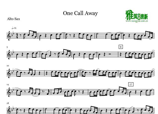 One Call Away 萨克斯谱