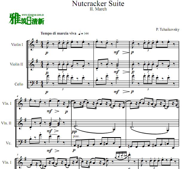 柴可夫斯基 胡桃夹子进行曲二小提琴大提琴三重奏谱
