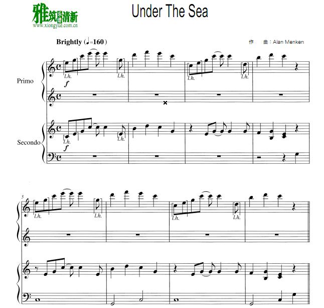 小美人鱼 在海底 Under The Sea四手联弹谱