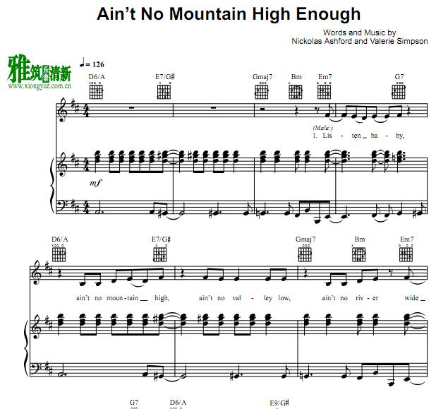 Ain't No Mountain High Enough钢琴伴奏谱