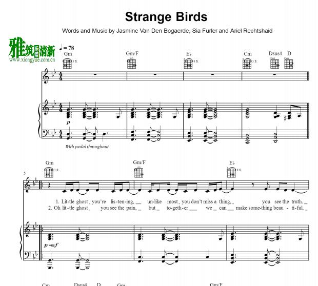 birdy - strange birds钢琴伴奏谱