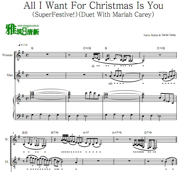 Mariah Carey / Justin Bieber - All I Want For Christmas Is You歌谱