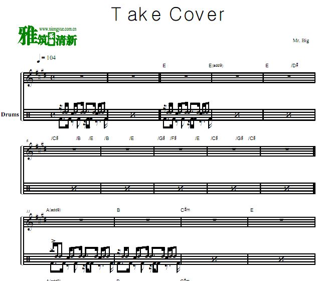 大先生乐队Mr.Big - Take Cover鼓谱