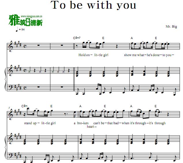 Mr.Big - To Be With You 歌谱 弹唱钢琴谱