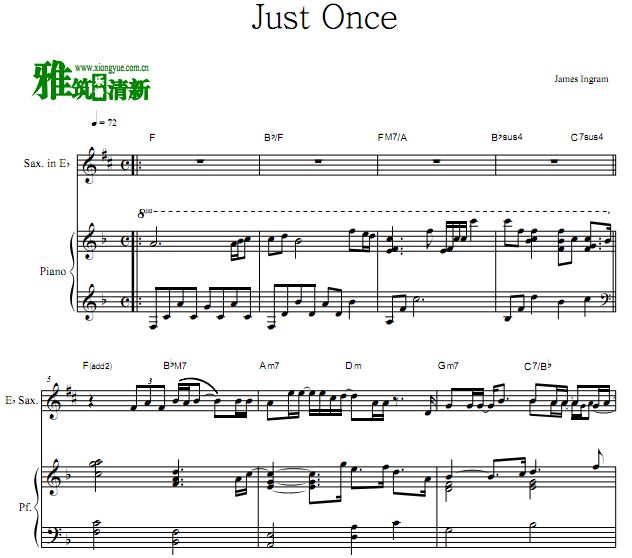 James Ingram - Just Once萨克斯钢琴合奏谱