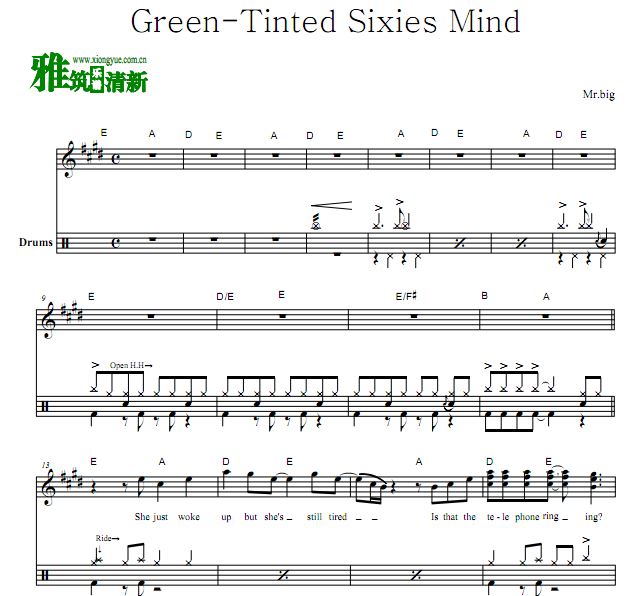 Mr.Big - Green-Tinted Sixties Mind鼓谱
