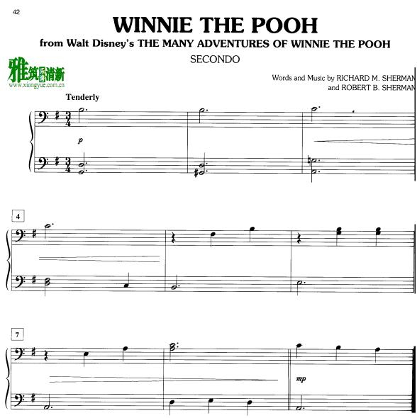小熊维尼Winnie the Pooh四手联弹谱