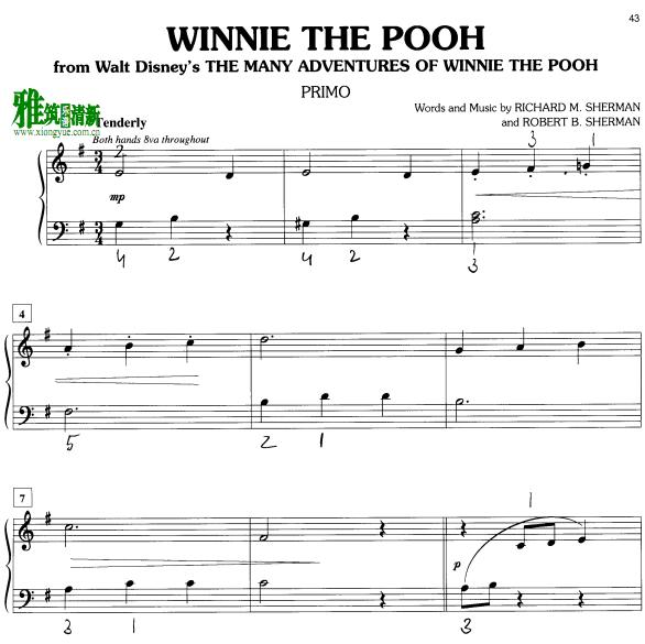 小熊维尼Winnie the Pooh四手联弹谱